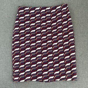 Ann Taylor Pencil Skirt Size 6 Lined Cotton Blend Knee Length Abstract Design‎